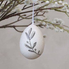 Antik hvidt p�ske�g fra Chic Antique med pr�get bladm�nster og fine guldglimmer-detaljer