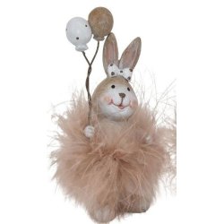 Enkeltst�ende p�skehare med balloner i h�jre h�nd og prikket sl�jfe.