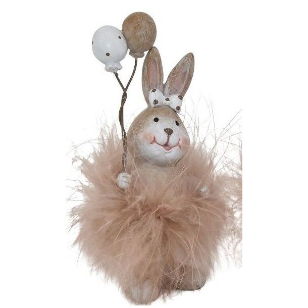 Enkeltst�ende p�skehare med balloner i h�jre h�nd og prikket sl�jfe.