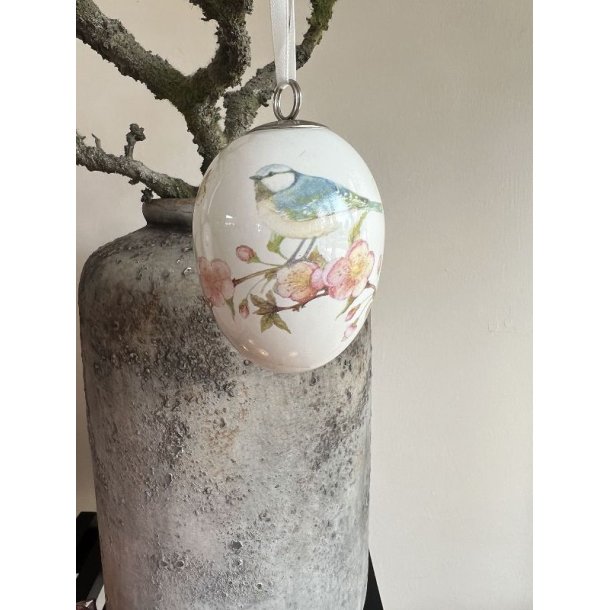 Porcel�ns�g fra La Vida med motiv af en bl�mejse p� en lyser�d gren.