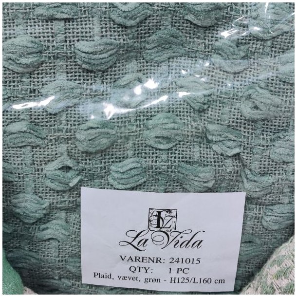 V�vet plaid � Gr�n med reliefm�nster � 125x160 cm
