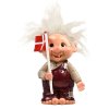 Stor f�dselsdagstroldedreng Conrad med Dannebrogsflag, h�jde 15 cm.