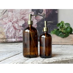Apoteker flasker/dispenser i brun mocca farve i 2 strrelser 1000 ml. og 480 ml.
