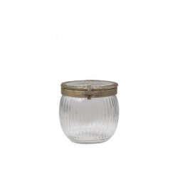 Glaskrukke med lg og messing dekoration