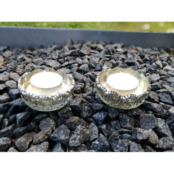 Fyrfadglas - antik slv lille 7 cm til fyrfadslys.