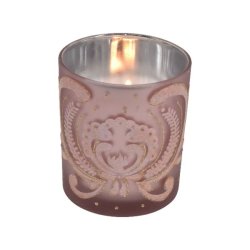 Fyrfadsstage mat rosa str. H8 x D7 cm