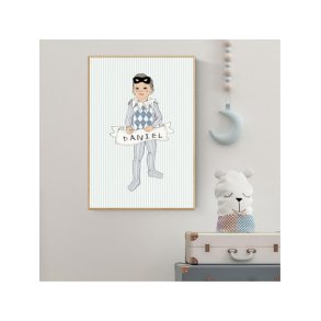 Plakat - Lille Harlekin dreng A4 og A3