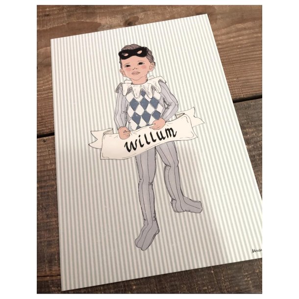 Plakat - Lille Harlekin dreng A4 og A3