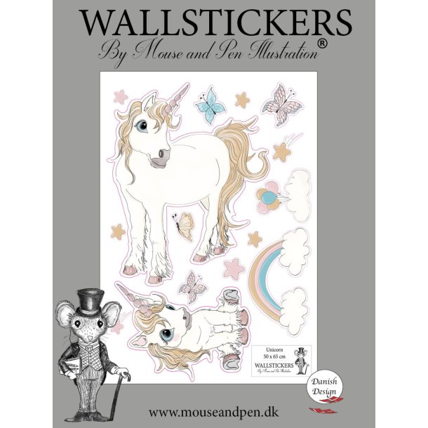 Wallstickers med enhjrning/unicorn -  Fiona og Fluffy