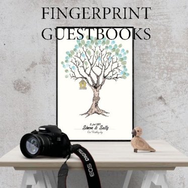 Fingerprint plakat som alternativ g�stebog med et tr�motiv til bryllup eller barned�b