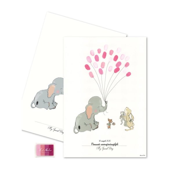 Babyshower - brnefdselsdag fingerprint - Elephant Balloon 4  rde nuancer