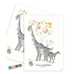 Plakat - fingerprint - Dino regnbuefarvet 