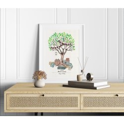 Plakat- Fdselsdag/gstebog/fingerprint -  grnne nuancer