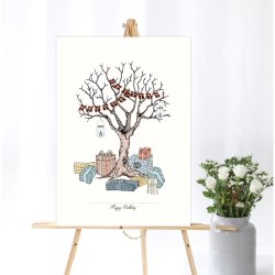 Plakat- Fdselsdag/gstebog/fingerprint -  grnne nuancer