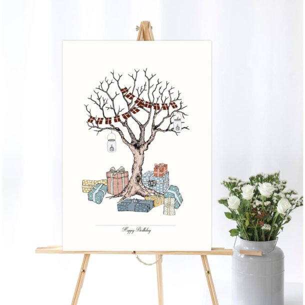 Plakat- Fdselsdag/gstebog/fingerprint -  grnne nuancer