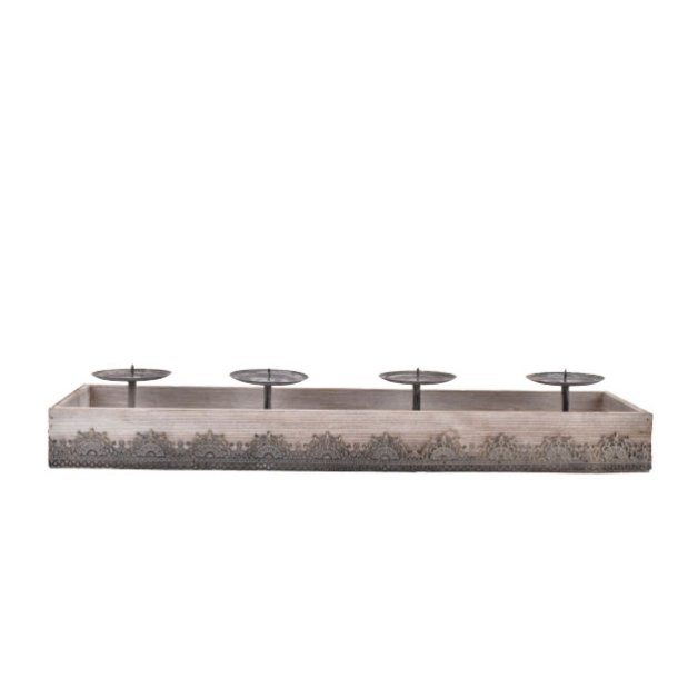 Adventsstage med metaldekoration til 4 lys