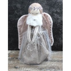 Engle stende i velour rosa/gr i 2 strrelser