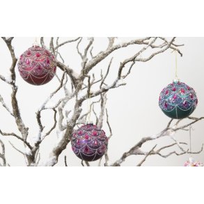 Julekugle speciel - pink/lilla/turkisgrn 