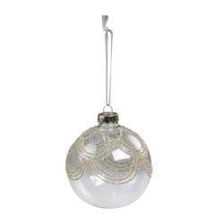 Julekugle transparent med guld glimmer