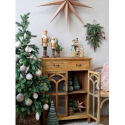 Julekugle halvrund antik beige og slv