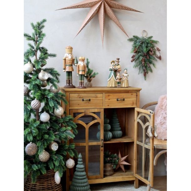 Julekugle halvrund antik beige og slv