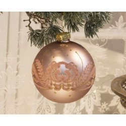  Mat julekugle rosa med velourmnster 