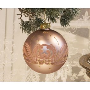  Mat julekugle rosa med velourmnster 