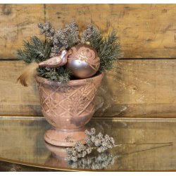  Mat julekugle rosa med velourmnster 