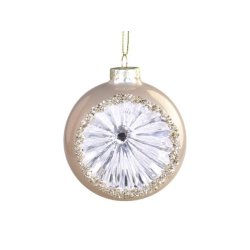 Julekugle halvrund antik beige og slv