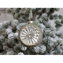  Julekugle halvrund grn og slv