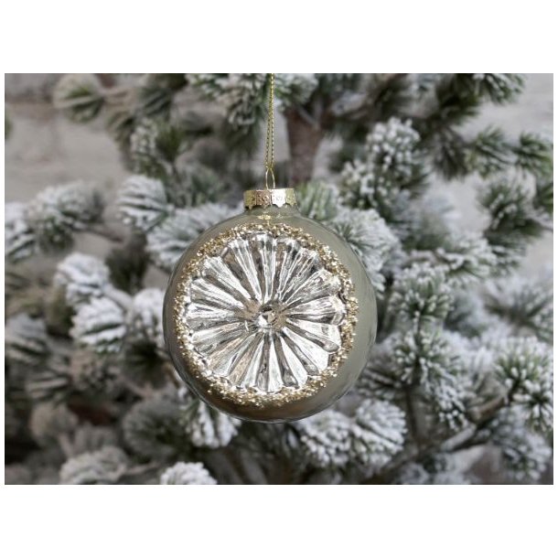  Julekugle halvrund grn og slv