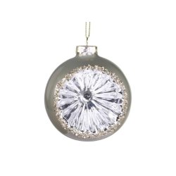  Julekugle halvrund grn og slv