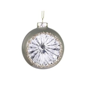  Julekugle halvrund grn og slv