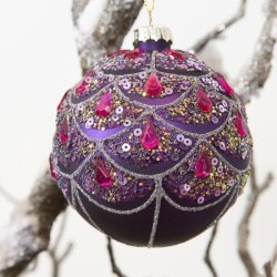 Julekugle speciel - pink/lilla/turkisgrn 