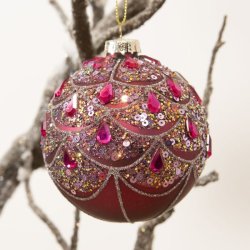 Julekugle speciel - pink/lilla/turkisgrn 