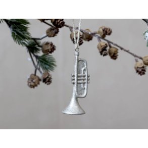 Julepynt trompet m. glimmer til ophng