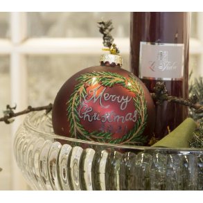 Julekugle, mat bordeaux med 