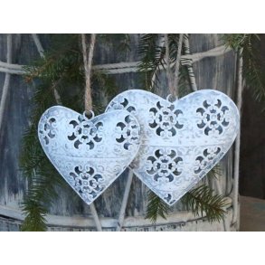 Julehjerte til oph�ng m. blonde m�nster