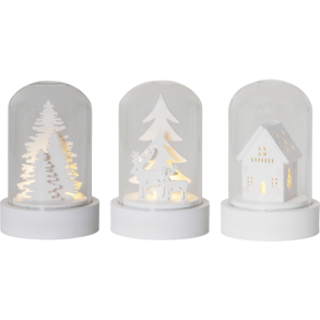 Kuppel hvid tr med hus - rensdyr - juletr 