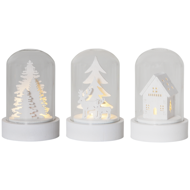 Kuppel hvid tr med hus - rensdyr - juletr 