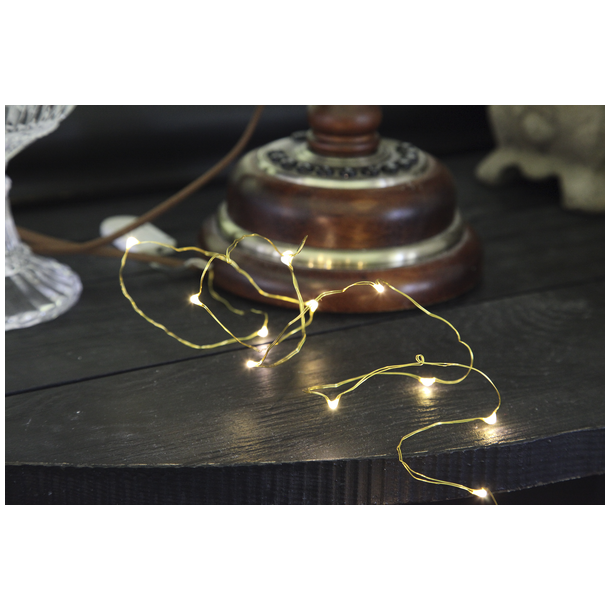 String kobber lyskde 12 LED lys og batteri