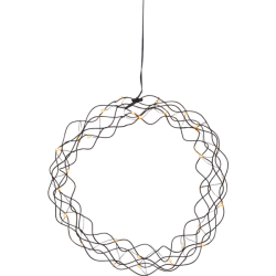 Sort kr�llet metalkrans med 30 sm� LED-dugdr�ber og sort kabel.