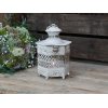 Gl. Lanterne m. dekor str. H22/L12,5/B12,5 cm - creme hvid