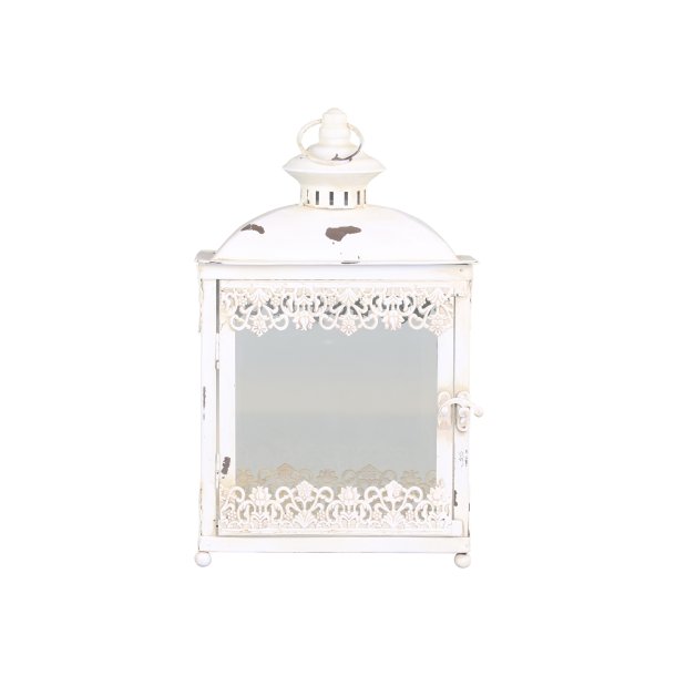 Lanterne m. decor H32/L20/B13 cm antique creme