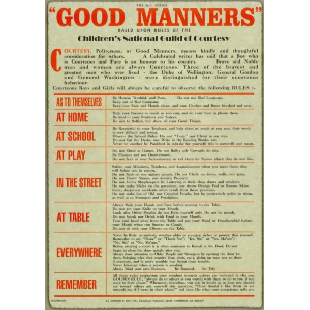 Plakat "GOOD MANNERS" 