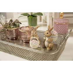 Pskehare med rygsk og blomster