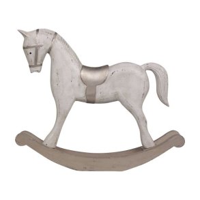 Gyngehest i tr - rhvid/guld