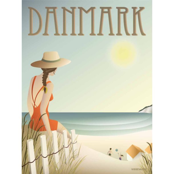 DANMARK Stranden - plakat 30 x 40 cm og 50 x 70 cm Plakat str. 50 x 70 cm