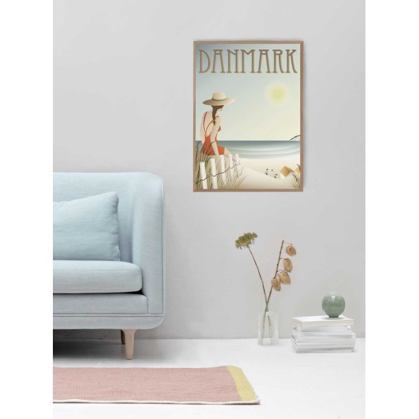 DANMARK Stranden - plakat 30 x 40 cm og 50 x 70 cm