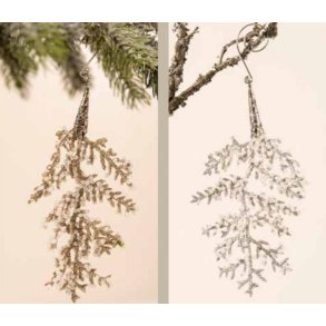 La Vida Dekorationsranke som perle blad i kraftig slv eller guld str. H20 cm, 2 ass.